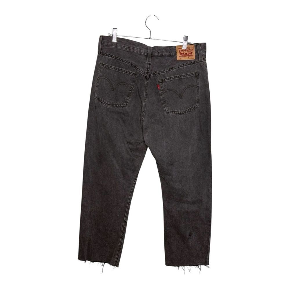 Levi's 501 Jeans Black Button Fly Frayed Hem Ankle High Rise Size 31x26 Waist 31 - Picture 4 of 9